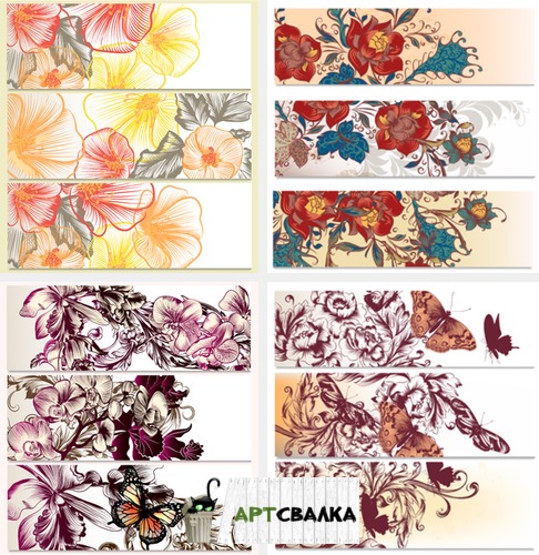 Флора - векторная панорама  | Flora - vector panorama
